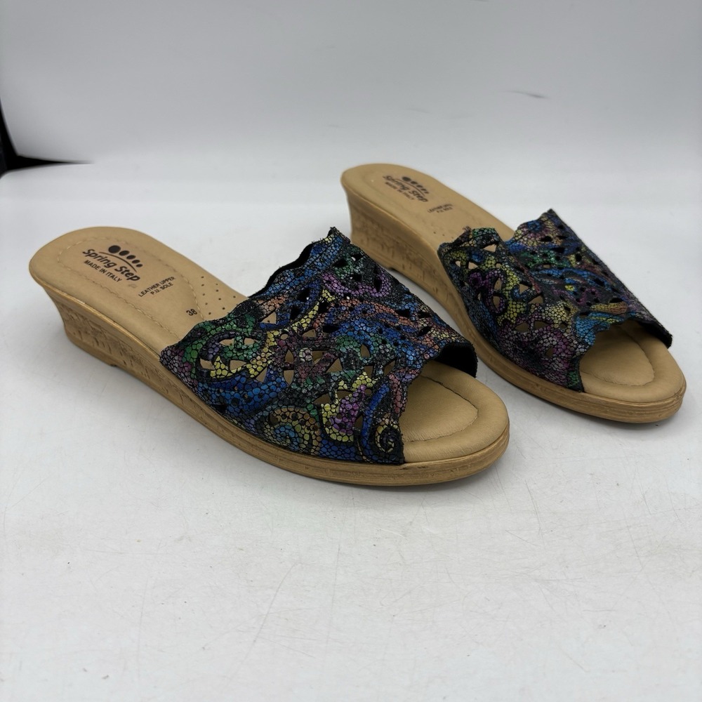 Spring Step Sandals Womens Size 7 EU 38 Estella Leather Slide Multicolor